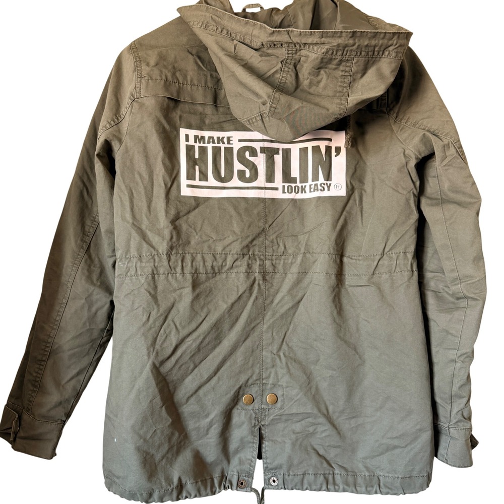 Ambiance Utility Jacket Anorak Graphic Cotton Large Olive Green Streetwear